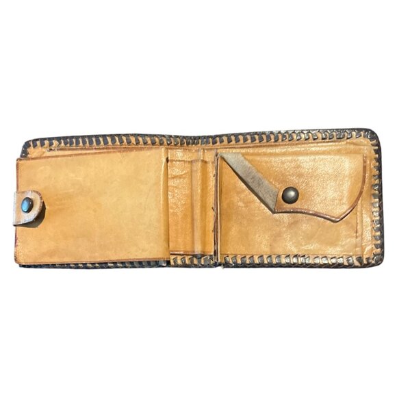 Vintage Western Leather Wallet With Horse Design & Coin Pocket - Picture 2 of 7